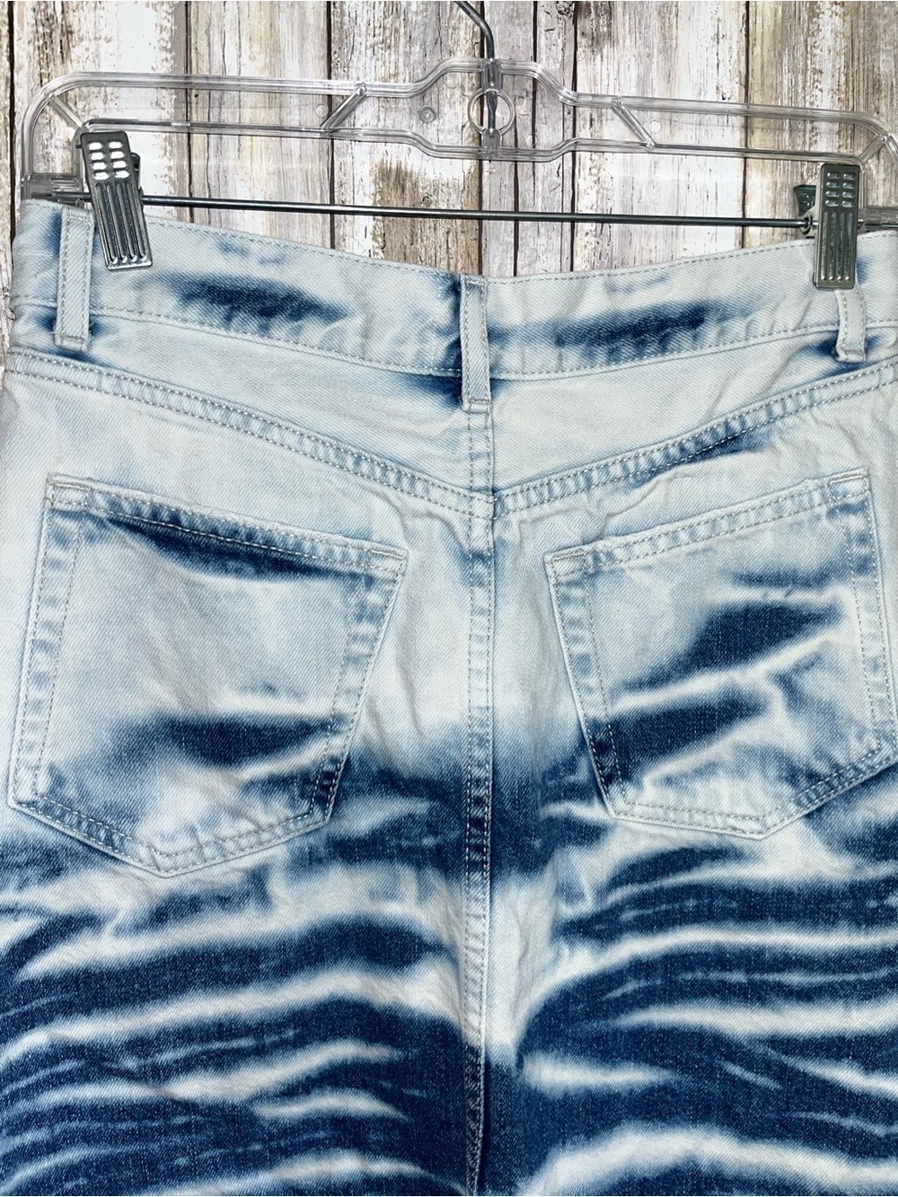 Zara Tie Dye Denim Mini Skirt High Rise Raw Hem Festival Y2K Size S - Picture 5 of 6